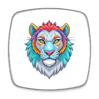Liger Hybrid Löwe Tiger Katzenrasse Karikatur Kawaii A - Viereckiger Kühlschrankmagnet - Weiß - Vorne