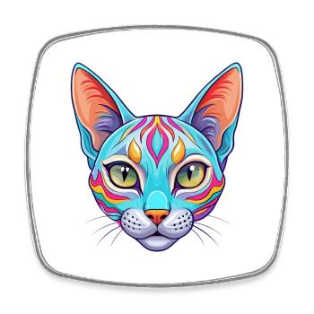 Ocicat Chat Race Dessin Animé Kawaii Animal Pet - Magnet carré - blanc - Devant