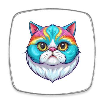 Exotique Shorthair Chat Race Dessin animé Kawaii Animal P - Magnet carré - blanc - Devant