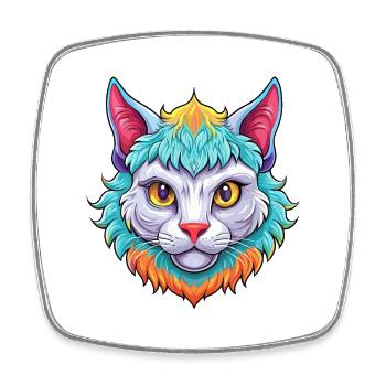 Laperm Chat Race Dessin Animé Kawaii Animal Pet - Magnet carré - blanc - Devant
