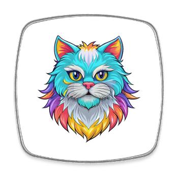 Persische Katze Rasse Karikatur Kawaii Tier Haustier - Viereckiger Kühlschrankmagnet - Weiß - Vorne