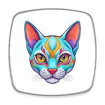 Ocicat Chat Race Dessin Animé Kawaii Animal Pet - Magnet carré - blanc - Devant