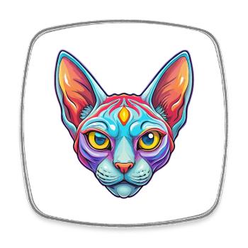 Red Devon Rex Cat Breed Cartoon Kawaii Animal Pet - Square fridge magnet - white - Front