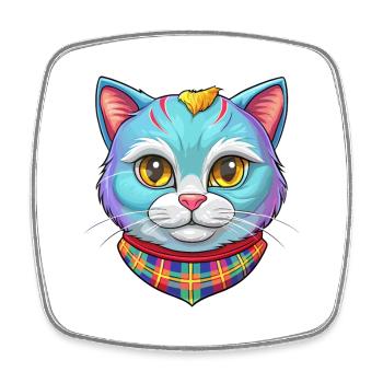 Scottish Shorthair Cat Breed Cartoon Kawaii Animal - Square fridge magnet - white - Front
