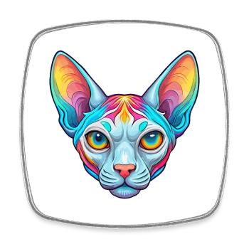 Sphynx Chat Race Dessin animé Kawaii Animal Animal Pet - Magnet carré - blanc - Devant