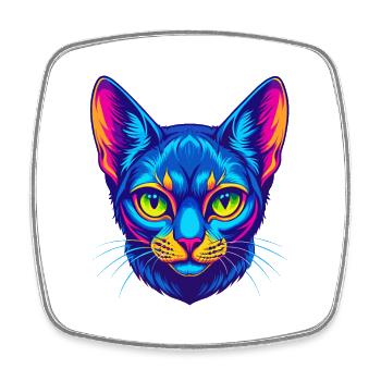 Abessinische Kurzhaarkatze Rasse Karikatur Kawaii Anim - Viereckiger Kühlschrankmagnet - Weiß - Vorne