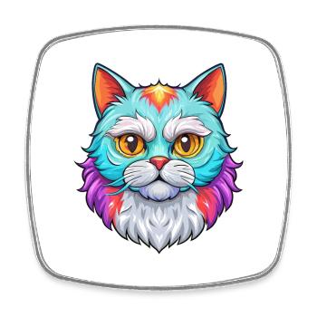 Selkirk Rex Katzenrasse Cartoon Kawaii Tier Haustier - Viereckiger Kühlschrankmagnet - Weiß - Vorne
