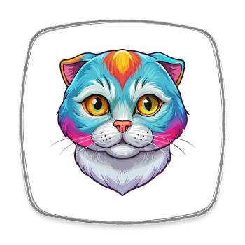 Scottish Fold Shorthair Chat Race Dessin animé Kawaii A - Magnet carré - blanc - Devant