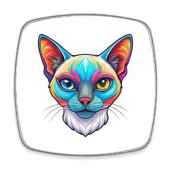 Siamese Shorthair Cat Breed Cartoon Kawaii Animal - Square fridge magnet - white - Front