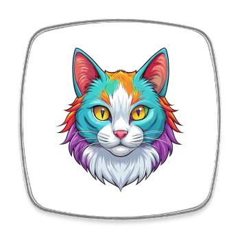 Turc Van Chat Race Dessin Animé Kawaii Animal Pet - Magnet carré - blanc - Devant