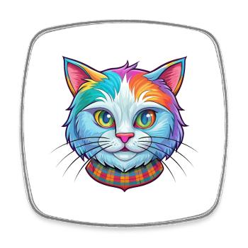 Schottische Gerade Katze Rasse Karikatur Kawaii Tier - Viereckiger Kühlschrankmagnet - Weiß - Vorne