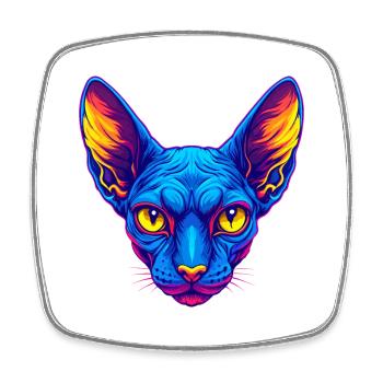 Cornish Rex Katzenrasse Cartoon Kawaii Tier Haustier - Viereckiger Kühlschrankmagnet - Weiß - Vorne