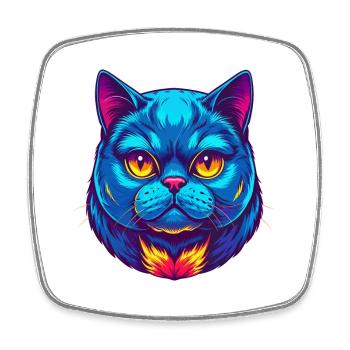 British Shorthair Chat Race Dessin animé Kawaii Animal - Magnet carré - blanc - Devant