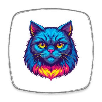 British Longhair Cat Breed Cartoon Kawaii Animal P - Square fridge magnet - white - Front