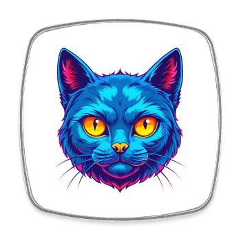 Chartreux Cat Breed Cartoon Kawaii Animal Pet - Square fridge magnet - white - Front