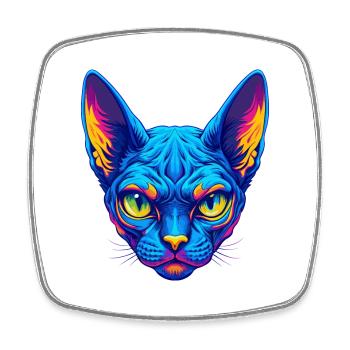 Devon Rex Cat Breed Cartoon Kawaii Animal Pet - Square fridge magnet - white - Front