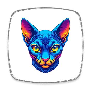 Egyptian Mau Cat Breed Cartoon Kawaii Animal Pet - Square fridge magnet - white - Front