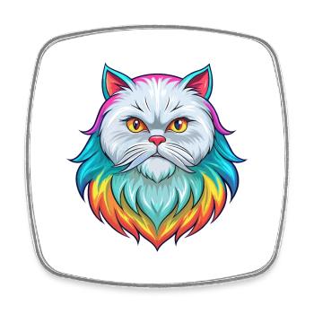 Weiße Langhaar Persische Katzenrasse Karikatur Kawaii An - Viereckiger Kühlschrankmagnet - Weiß - Vorne