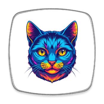European Shorthair Cat Breed Cartoon Kawaii Animal - Square fridge magnet - white - Front