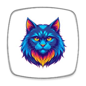 German Longhair Cat Breed Cartoon Kawaii Animal Pe - Square fridge magnet - white - Front