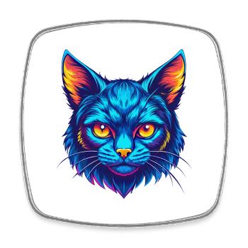 Manx Chat Race Dessin animé Kawaii Animal Pet - Magnet carré - blanc - Devant