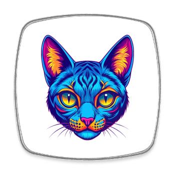 Ocicat Chat Race Dessin Animé Kawaii Animal Pet - Magnet carré - blanc - Devant