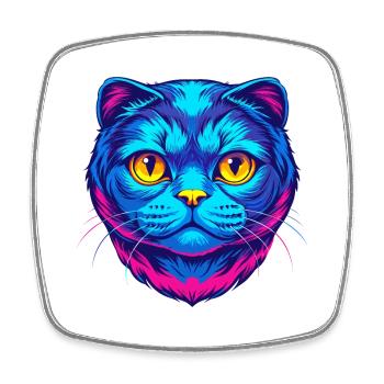 Scottish Fold Katze Rasse Cartoon Kawaii Tier Haustier - Viereckiger Kühlschrankmagnet - Weiß - Vorne