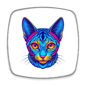 Ocicat Chat Race Dessin Animé Kawaii Animal Pet - Magnet carré - blanc - Devant