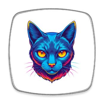 Russische Blaue Katze Rasse Karikatur Kawaii Tier Haustier - Viereckiger Kühlschrankmagnet - Weiß - Vorne