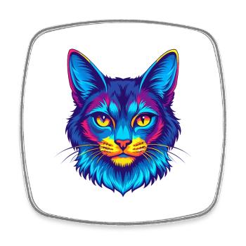 Chat Somali Race Dessin animé Kawaii Animal Pet - Magnet carré - blanc - Devant