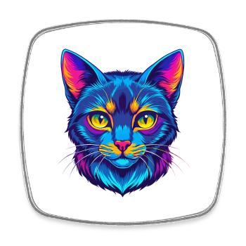 Chat Somali Shorthair Race Dessin animé Kawaii Animal P - Magnet carré - blanc - Devant