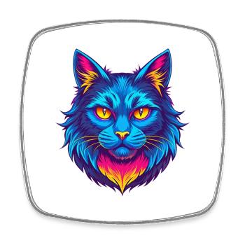 Angora turc Chat Race Dessin animé Kawaii Animal Pet - Magnet carré - blanc - Devant