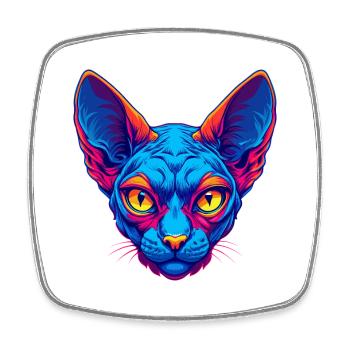rouge Devon Rex Chat Race Dessin animé Kawaii Animal Pet - Magnet carré - blanc - Devant