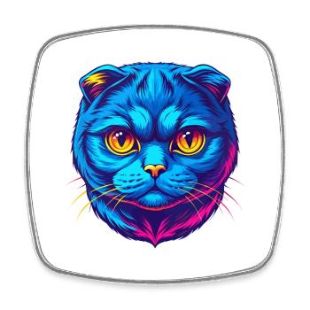 Scottish Fold Kurzhaarkatze Rasse Cartoon Kawaii A - Viereckiger Kühlschrankmagnet - Weiß - Vorne