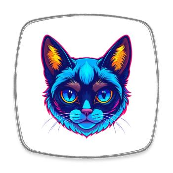 Snowshoe Cat Breed Cartoon Kawaii Animal Pet - Square fridge magnet - white - Front