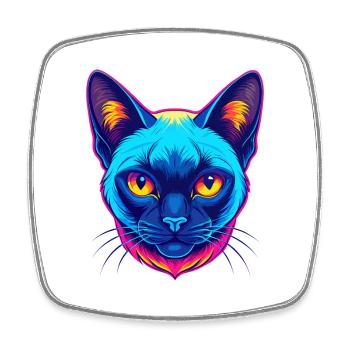 Siamesische Kurzhaarkatze Rasse Cartoon Kawaii Tier - Viereckiger Kühlschrankmagnet - Weiß - Vorne