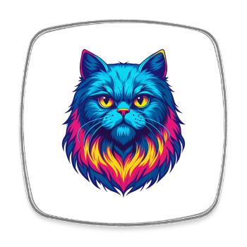 Weiße Langhaar Perserkatze Rasse Cartoon Kawaii Eine - Viereckiger Kühlschrankmagnet - Weiß - Vorne