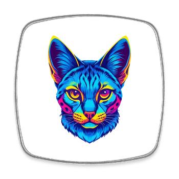 Savannah Cat Breed Cartoon Kawaii Animal Pet - Square fridge magnet - white - Front