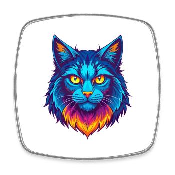 Norwegian Forest Cat Breed Cartoon Kawaii Animal P - Square fridge magnet - white - Front