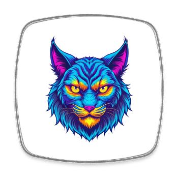 Highlander Cat Breed Cartoon Kawaii Animal Pet - Square fridge magnet - white - Front