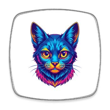 Foldex Chat Race Dessin Animé Kawaii Animal Pet - Magnet carré - blanc - Devant