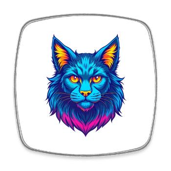 Maine Coon Cat Breed Cartoon Kawaii Animal Pet - Square fridge magnet - white - Front