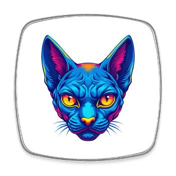 German Rex Cat Breed Cartoon Kawaii Animal Pet - Square fridge magnet - white - Front