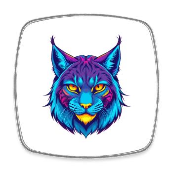 lynx eurasien chat race dessin animé Kawaii animal de compagnie - Magnet carré - blanc - Devant