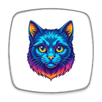 Chypre Chat Race Dessin Animé Kawaii Animal Pet - Magnet carré - blanc - Devant