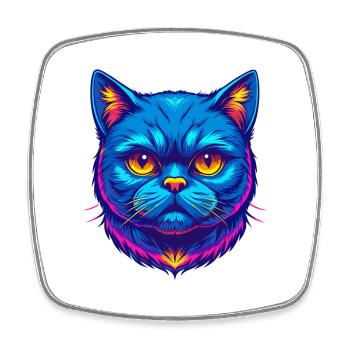 Anglais argent chat race dessin animé Kawaii animal de compagnie - Magnet carré - blanc - Devant
