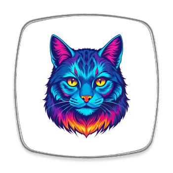 Bobtail américain chat race dessin animé Kawaii Animal P - Magnet carré - blanc - Devant