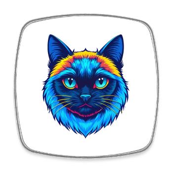Birma Katze Rasse Karikatur Kawaii Tier Haustier - Viereckiger Kühlschrankmagnet - Weiß - Vorne