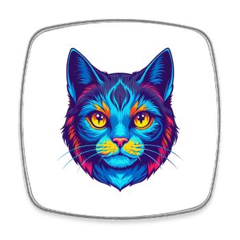 American Wirehair Cat Breed Cartoon Kawaii Animal - Square fridge magnet - white - Front