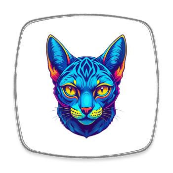 Arabian Egyptian Mau Cat Breed Cartoon Kawaii Anim - Square fridge magnet - white - Front